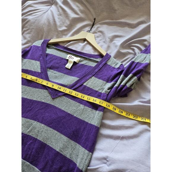 SO Womens XL Purple Long Sleeve Shirt Y2k Preppy Academia School Y2k Striped - Picture 6 of 7